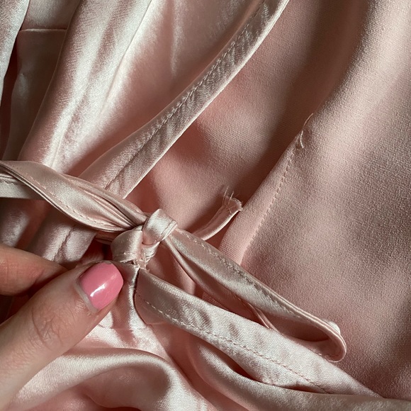 Lulus Pink Satin Wrap Dress - Picture 9 of 9